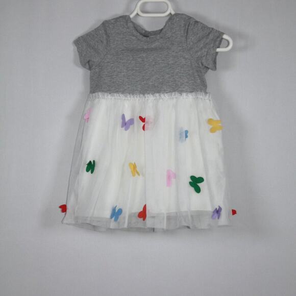 Hanna Andersson Short Sleeve Dress w/ Tulle skirt Covered in Butterflies 18-24 M - Picture 3 of 6